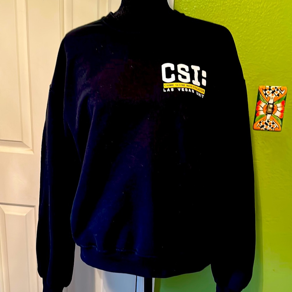 Navy Blue sweatshirt and matching lightweight windbreaker.